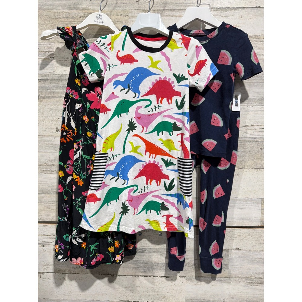 Cat & Jack Old Navy Dress Pajama Lot Girls 5T Floral Dino Watermelon EUC